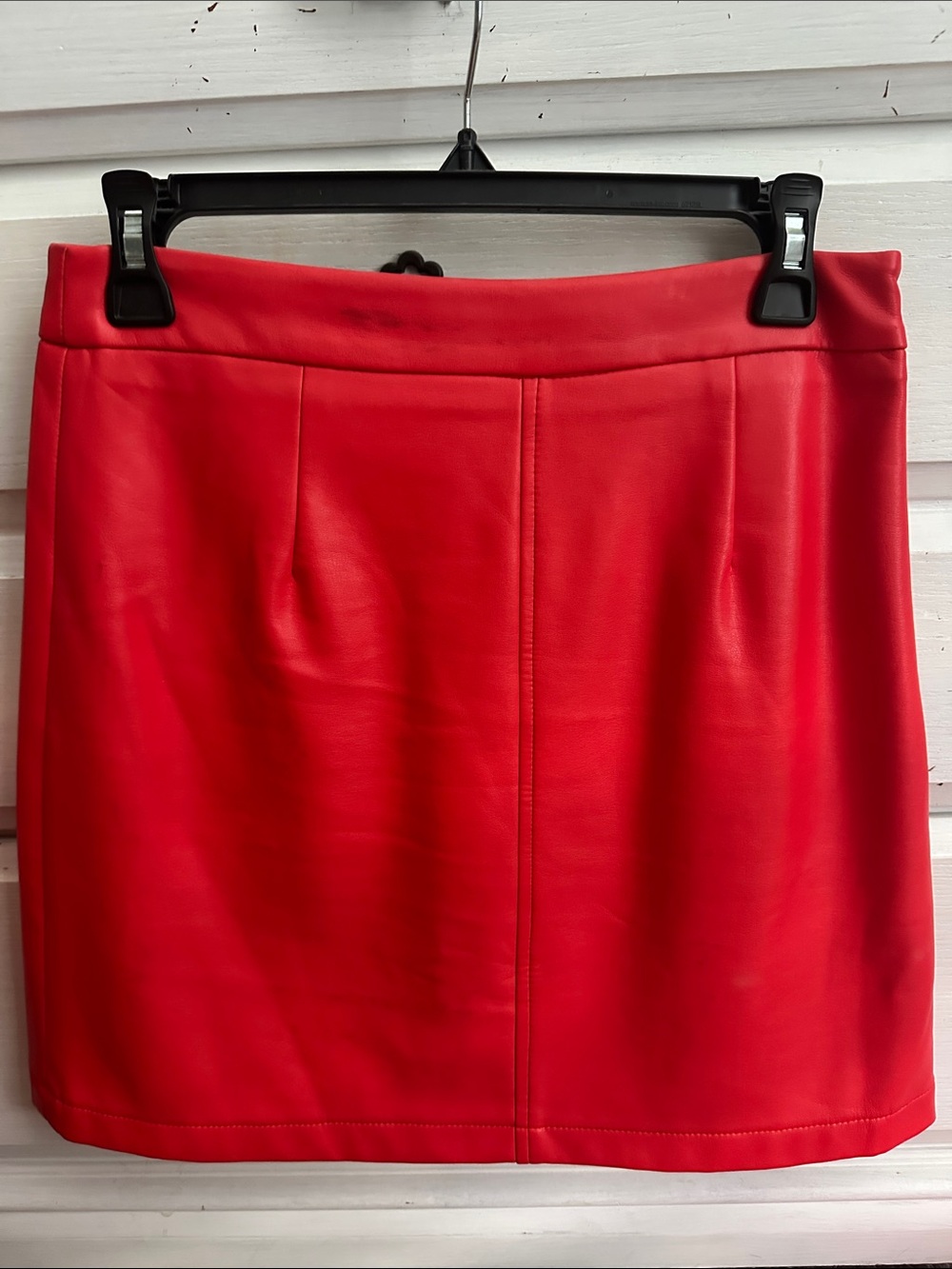 French Connection Bright Red Faux-Leather Mini Skirt